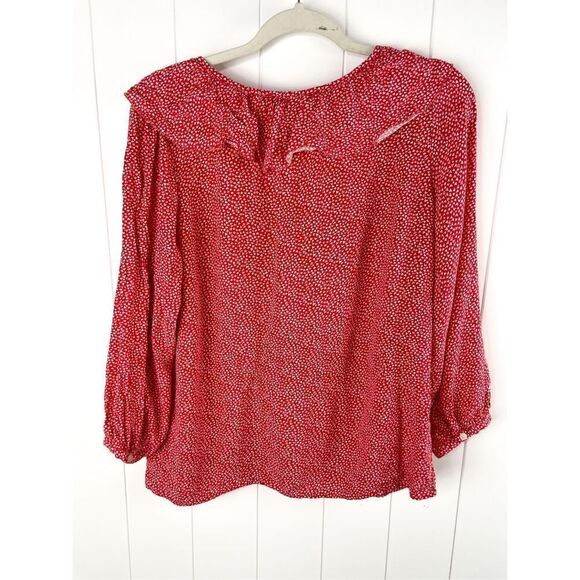 Loft Valentine’s Day Heart Ruffle Long Sleeve Blouse Top M - Picture 9 of 10